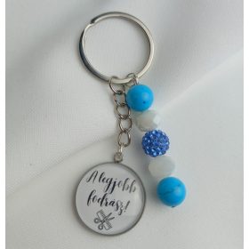 Kulcstartó "A legjobb fodrász!" felirattal.