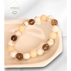 Ásványkarkötő fehér és füstszínű 